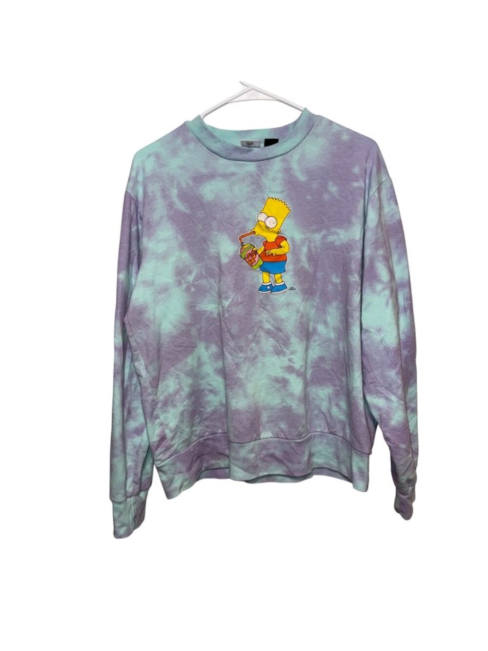 The Simpsons Bart Tie-Dye Sweatshirt Purple & Blue S Graphic Pullover